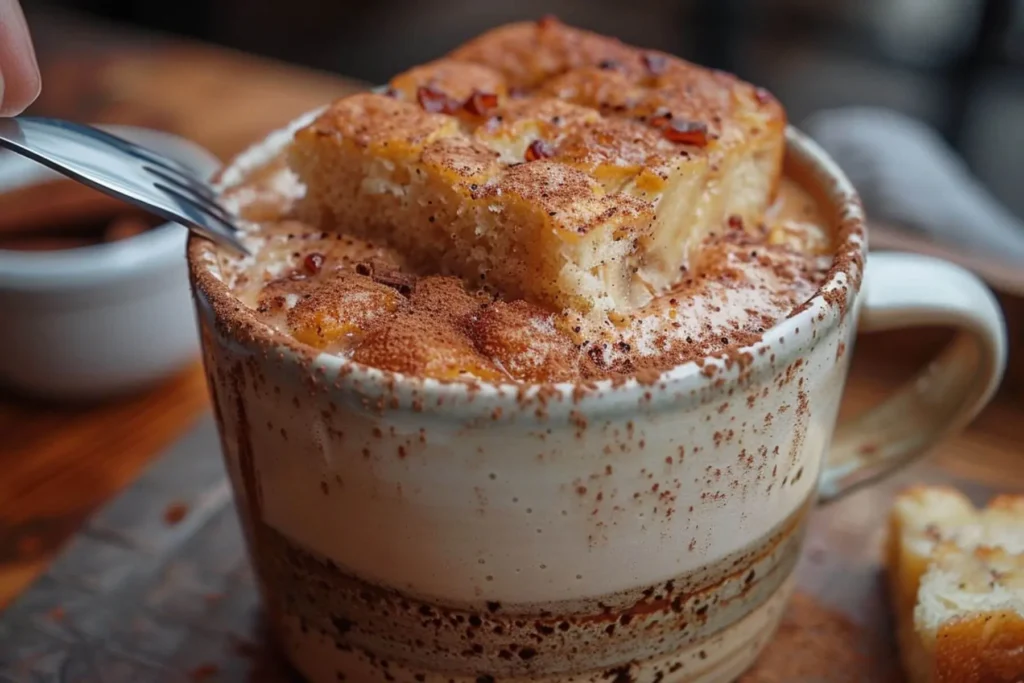 Banana Bread Latte Recipe – 3-Step Ultimate TikTok Copycat 8 Steaming hot banana bread latte in a mug topped with whipped cream and a sprinkle of cinnamon, made with espresso, milk, and banana syrup.