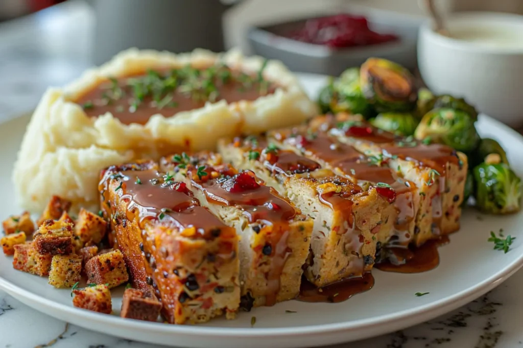 Homemade vegan onion gravy simmering in a saucepan