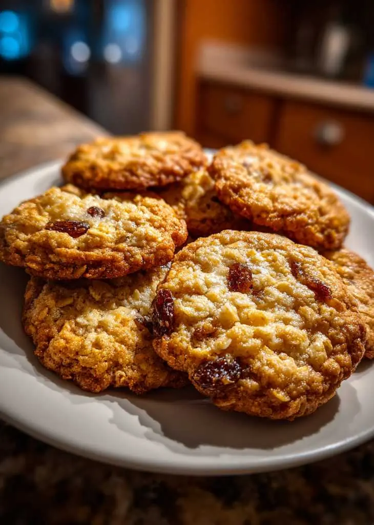 How to Make Instant Oatmeal Cookies (Quick & Easy Recipe) 3 chewy instant oatmeal cookies stacked on plate