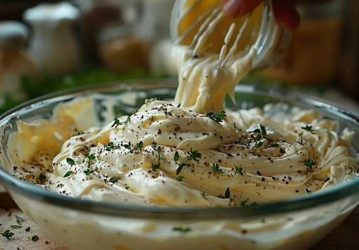 chicken bacon ranch pasta salad step 2 dressing.webp