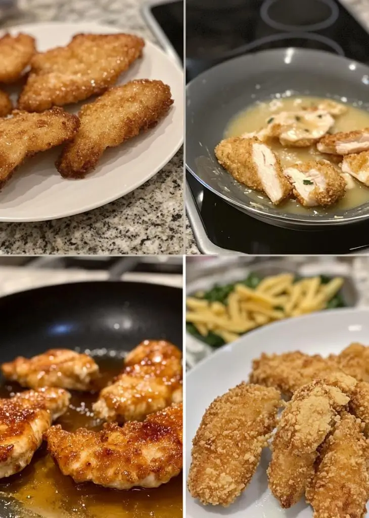 RecipesLace easy chicken tender recipe with few ingredients, showing breaded tenders fried golden and served with simple sides.