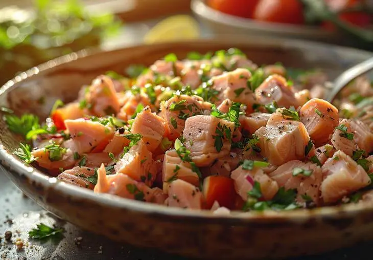 Tuna Salad No Mayo: Easy Recipe Tips and Variations 6 Step 1 flake the tuna with a fork for tuna salad no mayo in a rustic bowl.