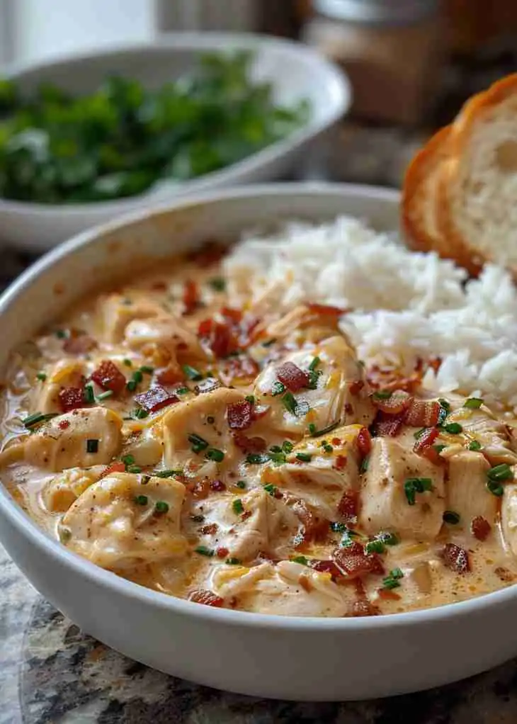 Easy Creamy Crack Chicken Recipe (Slow Cooker) 3 crack chicken recipe creamy bacon cheddar bowl.webp