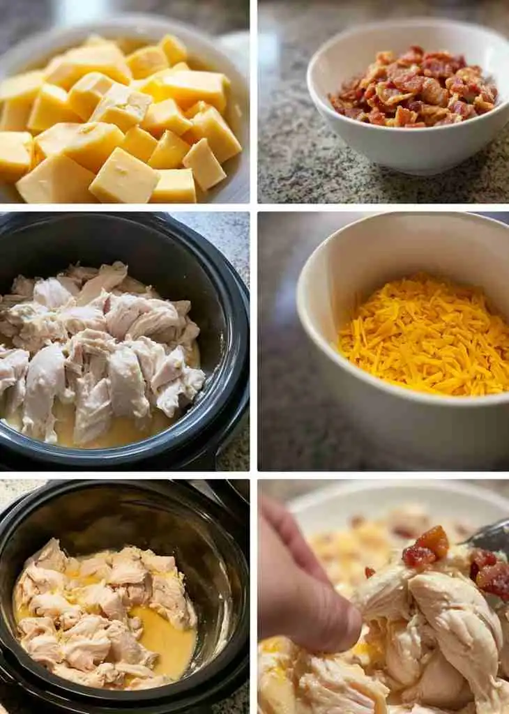 Easy Creamy Crack Chicken Recipe (Slow Cooker) 4 crack chicken recipe step by step collage.webp