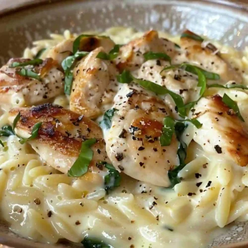 This Creamy Chicken Orzo Is Pure Comfort in One Pan 5 Creamy chicken orzo with seared chicken pieces served over rich, creamy orzo pasta with herbs.