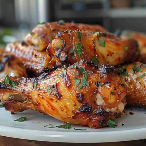 Reheat Chicken Wings in Air Fryer 5 reheat chicken wings in air fryer until crispy and golden, showing perfectly reheated wings with a caramelized finish on a white plate.
