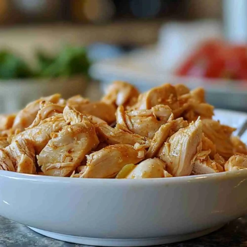 Shredded Chicken Recipes: Easy, Healthy & Perfect for Dinner 5 bowl of seasoned shredded chicken ready for shredded chicken recipes, tacos, salads, and easy meal prep.