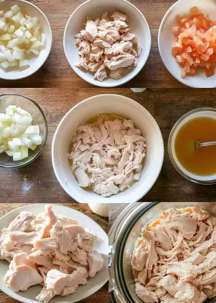 Shredded Chicken Recipes: Easy, Healthy & Perfect for Dinner 4 shredded chicken recipes step by step cooking process.webp
