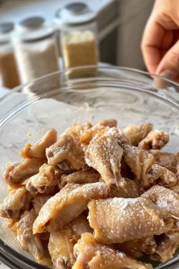 Chicken Wings Air Fryer Recipe 7 coating chicken wings with seasoning before air frying