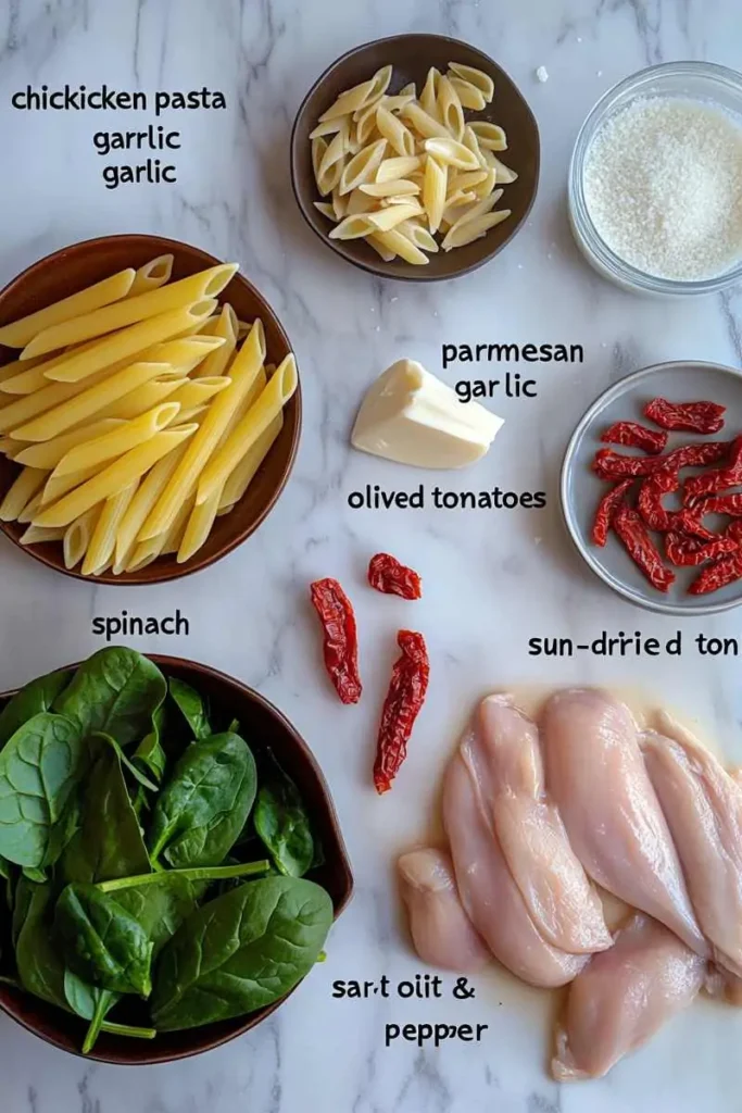 Best Creamy Tuscan Chicken Pasta (Easy 30-Minute Recipe) 4 Fork lifting Creamy Tuscan Chicken Pasta with creamy sauce and chicken