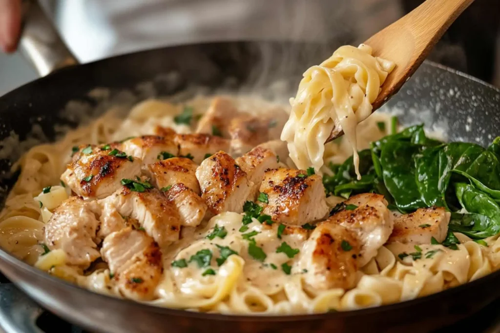 Best Creamy Tuscan Chicken Pasta (Easy 30-Minute Recipe) 10 Step 6: Combine Everything