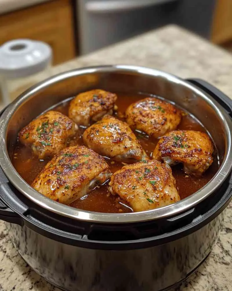 Frozen Chicken Thighs Instant Pot 3 Frozen chicken thighs instant pot served on plate with juices